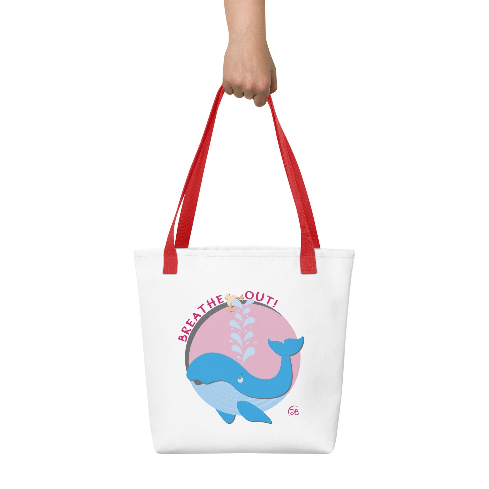 "Breathe Out" shopping bag grafica con balena - DeBee Way